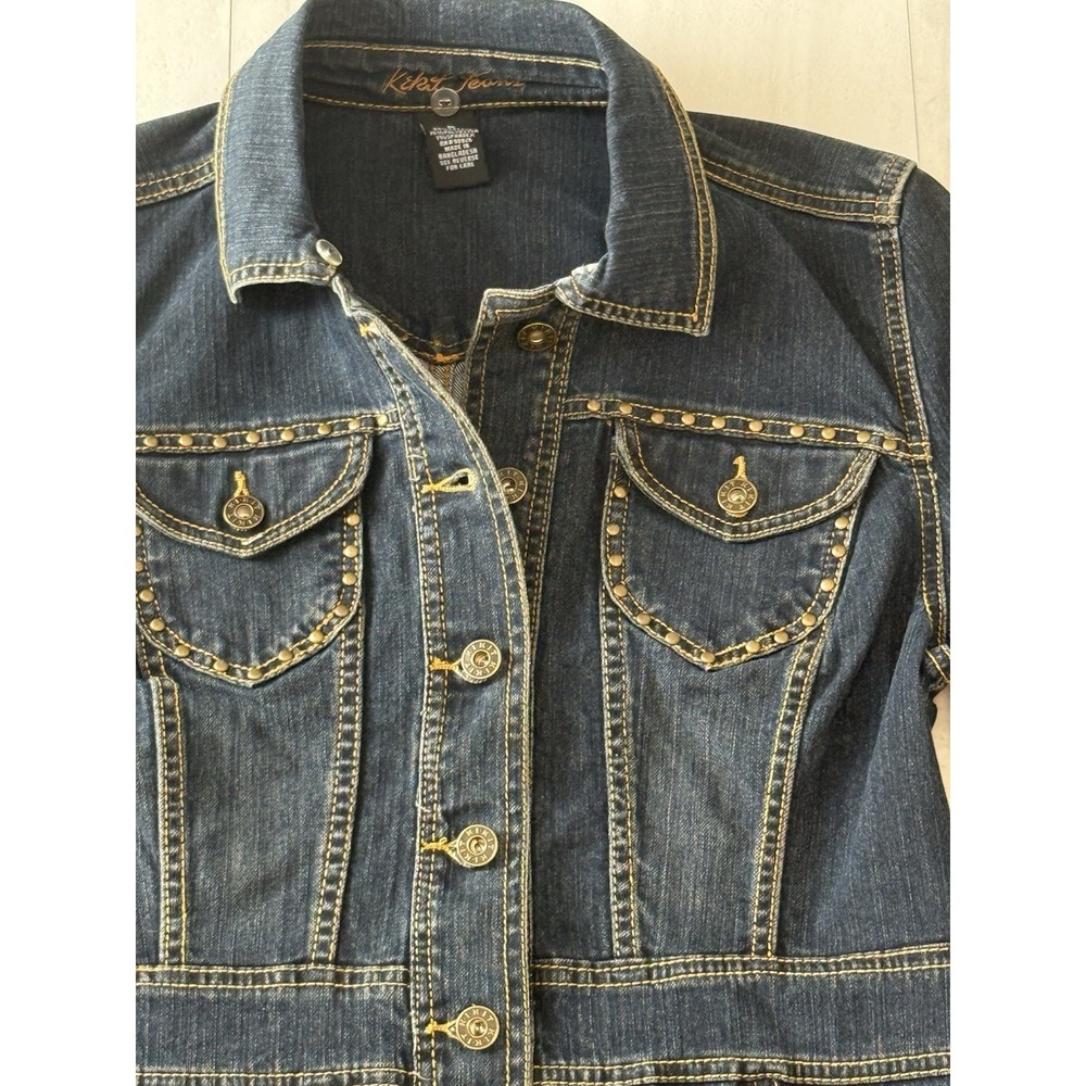 Vtg Kikit Jeans women's M denim jacket removable collar with faux fur NWT - Picture 14 of 16